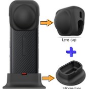 Resim Sportif Kamera Koruma Seti 2'li, Taban + Lens Kapağı, Silikon Malzeme, Temizlemesi Kolay, INSTA 360X4 için Uygun 