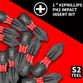Resim 25mm Tungsten Çelik Manyetik Elektrikli Tornavida Ucu, Güçlü Kaymaz Altı Shank, S2 Çelik, PH2 Darbe Ekleme, Metal Yüzeyler için, Paslanmaz, Montaj Gerektirmez - NEWSHARK 
