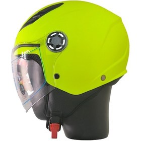Resim Motoanl Motosiklet Ve Bisiklet Ce Abs Material Yarım Camlı Açık Çocuk Motor Kaskı Mat Yeşil 