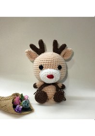 Resim Amigurumi Sevimli Geyik Sağlıklı Oyuncak El Örgüsü 
