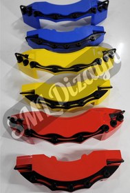 Resim Universal Şeritli Fren Kaliper Kapağı Seti - 4 Parça (Ön/Arka) 17-20 İnç Uyumlu - Kırmızı 