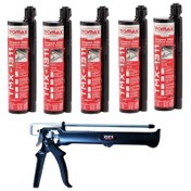 Resim Tomax Epoksi Kimyasal Dübel 345 Ml 5 Adet +sert Plastik Tabanca 