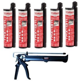 Resim Tomax Epoksi Kimyasal Dübel 345 Ml 5 Adet +sert Plastik Tabanca 