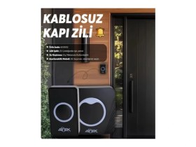 Resim Ecoport Siyah Kablosuz Su Geçirmez Kapı Zili 