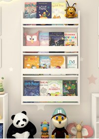 Resim Dekomotif Montessori Çocuk Odası Eğitici Kitaplık 4 Raflı Beyaz Kitaplık60x120 Ab07151515107ab 