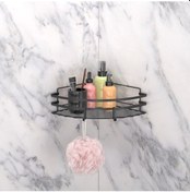 Resim Teknotel Yapışkanlı Kancalı Banyo Köşe Rafı Mat Siyah St107H Siyah 