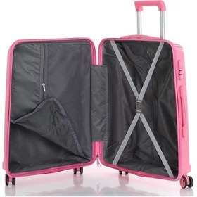 Resim Mçs Bavul Orta Ve Kabin 2li Set Kırılmaz Silikon Valiz V305 Pembe Çok Renkli 