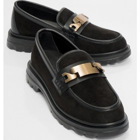Resim Luvishoes Luvi Shoes Pray Siyah Süet Tokalı Kadın Loafer Ayakkabı Siyah 
