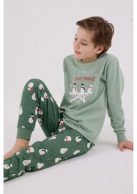 Resim Rolypoly Erkek Çocuk Yeşil Pijama Takımı 5274-48662 Yeşil 