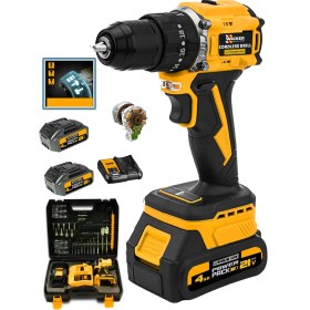 Resim Prowackers W-2050 Darbeli Kömürsüz Motor Samsung Pilli 2 Akülü Vidalama Matkap + 84 Parça Aksesuar Set 