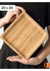 Resim 6 Adet Bambu Kare Servis Tabağı, Sunum Seti 20x20 Cm Ahşap 