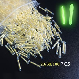 Resim 20/50/100 adet Yüksek Parlaklıkta Floresan Sarı Gece Balıkçılık Çubukları, Balıkçılık Aksesuarları - 3.5mm Uzun Ömürlü Parıltı, Kıyı ve Tekne Balıkçılığı için Uygun, Kolay Kurulumlu TPR Şamandıra Işıkları, Su Geçirmez Yem, Gece Balıkçılık Ekipmanı | Verimli ve Güvenilir 