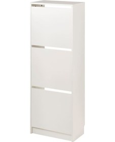 Resim Bıssa Ayakkabı Dolabı, 49x28x135 Cm, 3 Bölmeli Beyaz Renk 