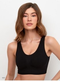 Resim MİSTİRİK Rosella Model Kalın Spor Büstiyer Günlük Kullanım Pedsiz Toparlayan Sarkma Önleyen Sütyen Siyah Renk 