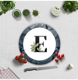 Resim Decorita Cam Kesme Tahtası - Cam Kesme Tablası - Harfli Tasarım E Çap 32 CM 