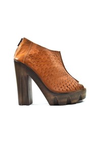 Resim Beety 109 Hakiki Deri Taba Platform Topuklu Kadın Ayakkabı Kahverengi 