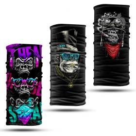 Resim Dair Aksesuar 3'lü Set Boyunluk Bandana Outdoor Balaklava Yüz Maskesi Kafa Bandı 