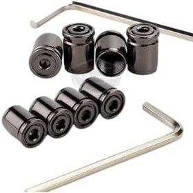 Resim Kilitlemeli Sibop Kapağı Alyanlı Sibop Kapağı Araba Motosiklet Bisiklet Metal Sıkmalı Siyah 4 Lü Set 