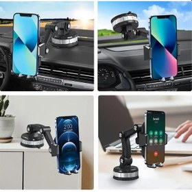 Resim Coofbe Süper Vantuzlu Teleskopic Ayarlanabilir Ön Cam Araç Tutucu Torpido Üstü Araç Telefon Tutucu 