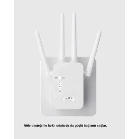 Resim 300MBPS Wifi Menzil Genişletici 4 Antenli Wpa3 Güvenlikli Priz Tipi Repeater Midastech 