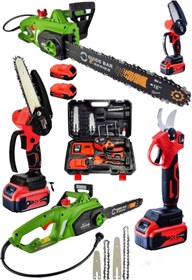 Resim DYNAMİC MAX 3'lü SET 4800w Elektrikli Hızar Testere Ağaç Odun Kesme Testeresi 128vf Şarjlı Dal Budama ve Makas 