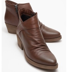 Resim Luvishoes Luvi Shoes Rule Kahverengi Hakiki Deri Kadın Kalın Topuklu Bot kahverengi 