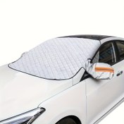 Resim 1 adet Mikrofiber Araba Güneşlik, Su Geçirmez ve Toz Geçirmez Yaz Sıcaklık İzolasyonu Kış Kar Geçirmez Araba Aksesuarları, Anti-UV Koruma Çeşitli Modeller için Araba Kapağı 