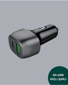 Resim Flzdgnkr 3a Güç Kapasiteli Usb & Type-c Çakmaklık Şarj Adaptörü 