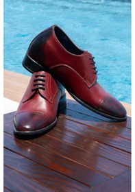 Resim Bordo Oxford Model +7cm Boy Uzatan Gizli Topuk Erkek Ayakkabı 