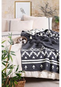 Resim İyi Geceler İstanbul Keops Antrasit %100 Pamuk Çift Kişilik Battaniyeli Nevresim Takımı Antrasit 