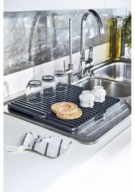 Resim Çok Amaçlı Bulaşıklık Tezgah Üstü Kurutmalık Tepsi Antrasit 