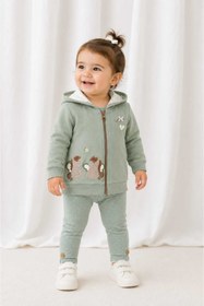 Resim NiLi Kız Bebek Unicorn Nakışlı Kapüşonlu Hırka 