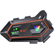 Resim Vothoon V20 2x 1000M Telsiz Mesafeli 2 Kişi Bağlantılı Bluetooth Kask Kulaklık Fenerli İntercom 