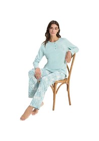 Resim Over Sleep By Poleren Over Sleep 3310 Kadın Büyük Beden Modal Yazlık Takım L-xl-2xl-3xl Mavi 