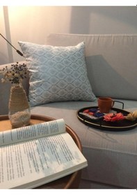 Resim Melisa Damask Baskılı Duck Kumaş Gümüş Kırlent 45 45 Cm - 525 45 x 45 