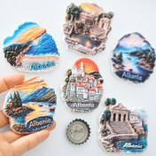 Resim 1 adet Arnavutluk Manzara Güneş Batışı Buzdolabı Mıknatısı - Sekizgen Melamin, Arnavutluk'un İkonik Turistik Attractionlarını vurgulayan Canlı Manzara Tasarımı, Ev Dekoru ve Hediye için Mükemmel, Plaj Temalı Dekor|Tarihsel Motif|Dayanıklı Mıknatıs 