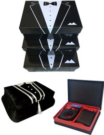 Resim Çt Çeyizci Tekstil 3lü Damat Kutusu & Damat Sandığı Ve Kemer Cüzdan Bohça Seti 