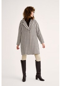 Resim Sateen Kazayağı Desenli Kaban - Kahve-129888 Kahve 