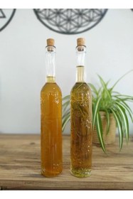 Resim Practika Toskana Yağdanlık Yaprak Motifli Dekoratif Şık Mutfak Yağdanlık Mantar Tıpalı - Sirkelik Şişe 