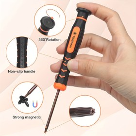 Resim 360° Döndürme T8 Torx Güvenlik Tornavida, Kaymaz Tutamak, Güçlü Manyetik Uç, ABS Malzeme, MacBook, HDD, PS3, PS4, Xbox One, Xbox 360 Kontrolcü Tamiri İçin 