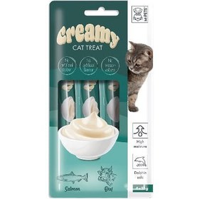 Resim M-Pets Creamy Somonlu ve Biftekli Sıvı Kedi Ödülü 1 Adet 4x15 Gr 