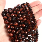 Resim Kırmızı Kaplan Gözü Doğal Taş Boncuk Yuvarlak Gevşek Boncuklar Takı Yapımı DIY Bilezikler İğne İşi Aksesuarları Boncuklar 4/6/8/10MM 