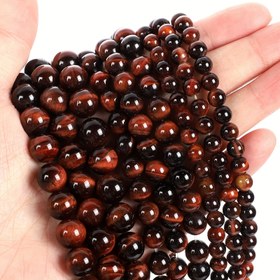 Resim Kırmızı Kaplan Gözü Doğal Taş Boncuk Yuvarlak Gevşek Boncuklar Takı Yapımı DIY Bilezikler İğne İşi Aksesuarları Boncuklar 4/6/8/10MM 