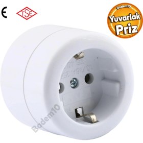 Resim Badem10 Tekli Grup Priz Sıva Üstü Fiş Priz Yuvarlak Topraklı Elektrik Grup Priz 