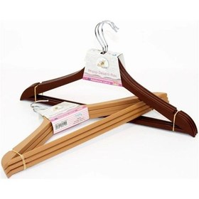 Resim Ahşap Görünümlü Plastik Elbise Askısı 3 Lü Royaleks-ak439 Renkli 