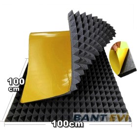 Resim Bant Evi Piramit Sünger 100X100 cm Yapışkanlı Akustik Ses Yalıtım Süngeri 40 mm 