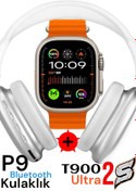 Resim MATEO Akıllı Saat Watch 8 Ultra T900-2s Ios/android Destekli 2.3inch Arama Özeliği+ P9 Bluetooth KULAKLIK 