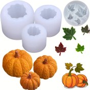 Resim 4 adet/paket Kabak Mum Tutucu Yapımı Silikon Kalıpları, Akçaağaç Yaprağı Silikon Kalıpları, Epoksi Reçine Dökümü İçin 3D Kabak Silikon Kalıpları, Şükran Günü Cadılar Bayramı DIY Sanat Hediyeleri Ev Dekoru 