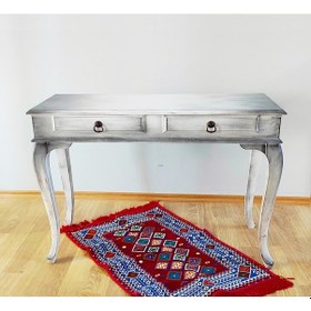 Resim Masifart Samir 120 Cm Beyaz Eskitme Dresuar Makyaj Masası Patine Beyaz 