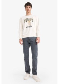 Resim Defacto Boxy Fit Bisiklet Yaka Baskılı Sweatshirt E6430ax25auer105 Ekru 
